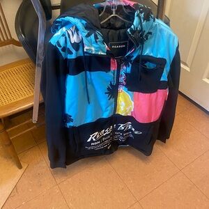 Reason Blue and Pink Graphic Raincoat